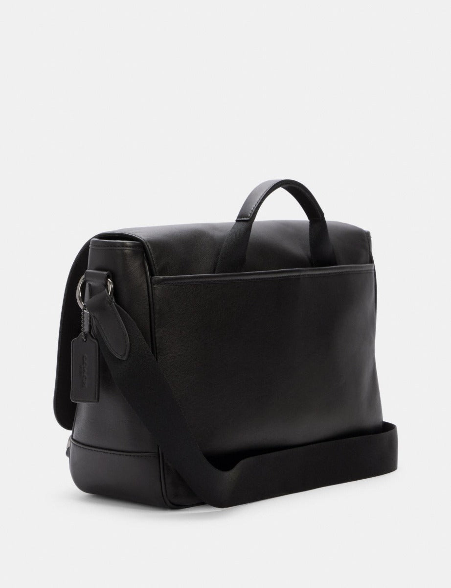 Coach C2713 Smooth Leather Track Messenger Bag In Black Coach C2713 Smooth Leather Track Messenger Bag In Black